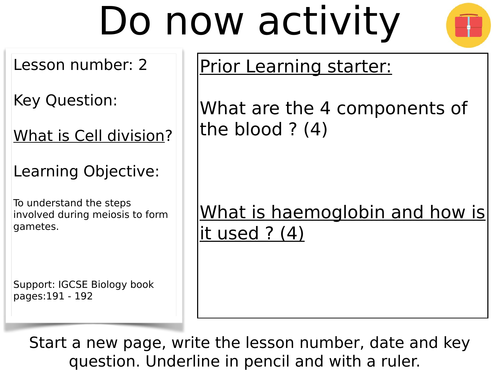 Lesson and resources on Meiosis AQA GCSE