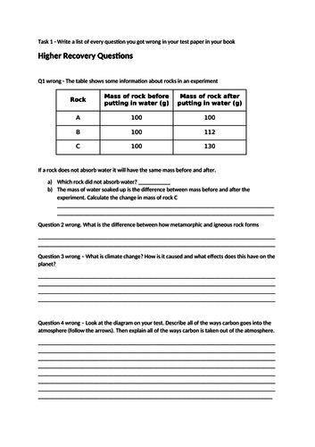 Activate Earth and Atmosphere Higher Recovery Questions