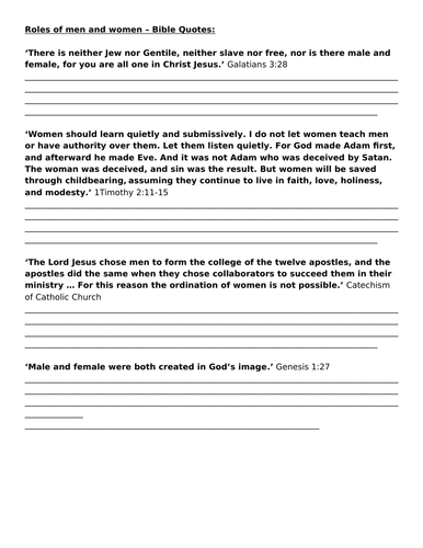 EDUQAS Role of the Men and Women (new spec) - Relationships