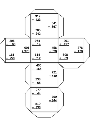 KS2 Column Addition Cube - differentiated.