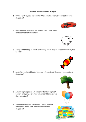 Year 4/5 KS2 Maths Word Problems - Differentiated.