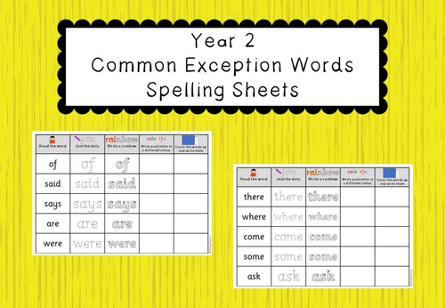 year-2-common-exception-words-spelling-sheets-teaching-resources