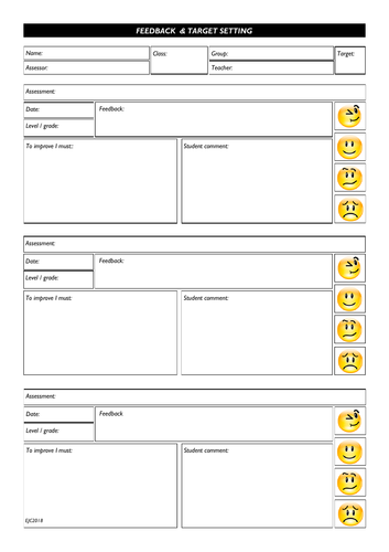 Student feedback sheet