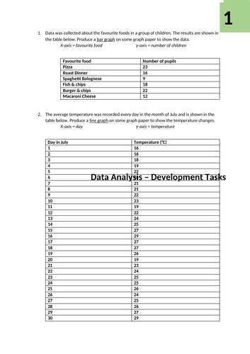 Data Analysis Worksheets