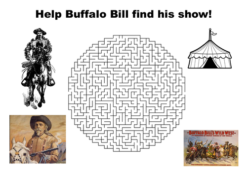 Help Buffalo Bill find his show maze puzzle