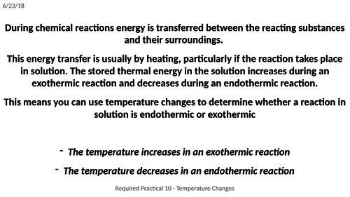 Energy Changes Practical