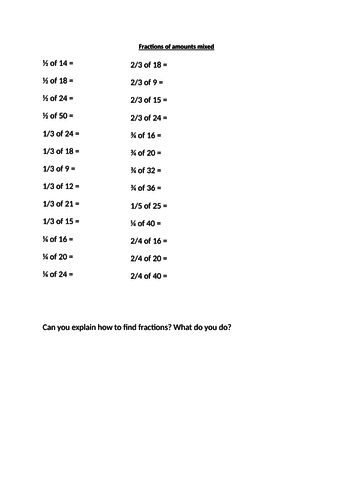 Fractions of amounts mixed