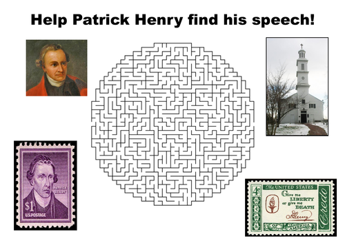 Help Patrick Henry find his speech maze puzzle