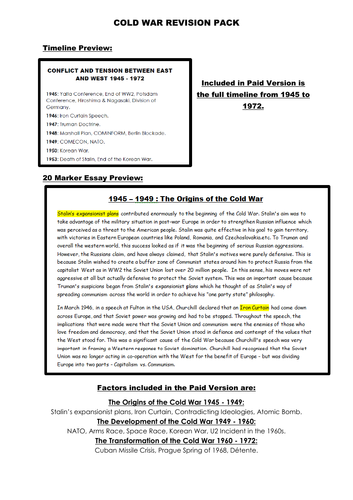 Conflict & Tension Between East and West 1945-1972 :  Q4 20 Marker Essay (Cold War) NEW 9-1 AQA