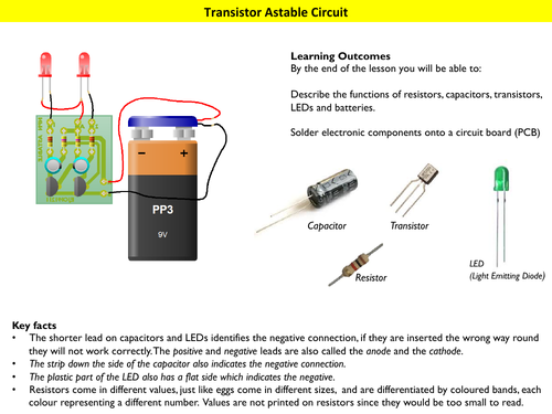 Transistor astable construction project (presentation and PCB design)