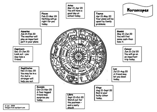 Literacy problem solving - Horoscopes activity