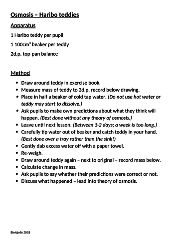 Osmosis in jelly sweets