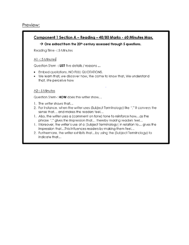 English Language Component 1 Section A 'How To Answer' -  EDUQAS 9-1 SPECIFICATION
