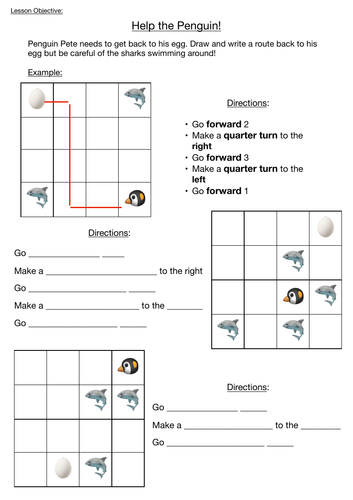 Position and Direction Year 2 Lower Ability Activity