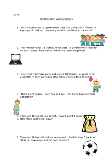 Multiplication word problems | Teaching Resources