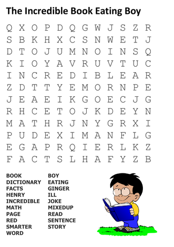 The Incredible Book Eating Boy Word Search