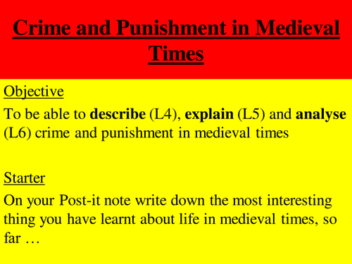 Lesson - Medieval Crime Overview or Revision
