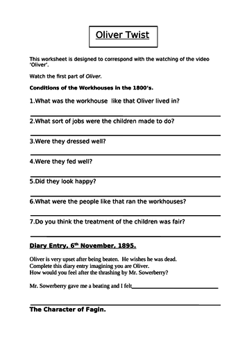 Oliver Twist Charles Dickens Activities to do after watching the film Oliver! Key Stage 2