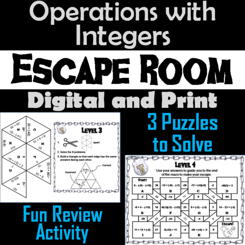 Operations with Integers Escape Room