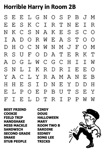 Horrible Harry In Room 2b Word Search By Historiavictoria