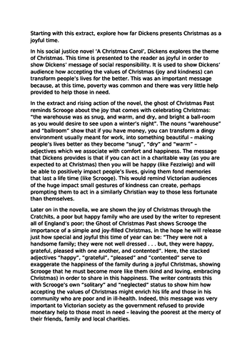 Grade 6 answer - 'A Christmas Carol' (Christmas as joyful SAMS 3) | Teaching Resources