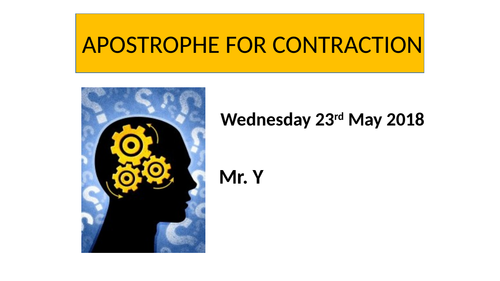 Apostrophe for contraction (Year 3-Year4 )