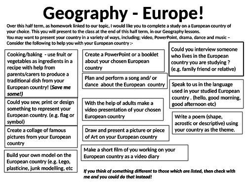 European study Homework Task