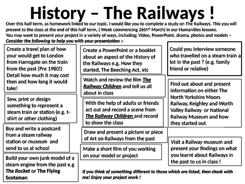 The Railways homework History task