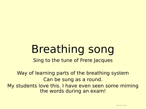 Breathing song - words to put on screen