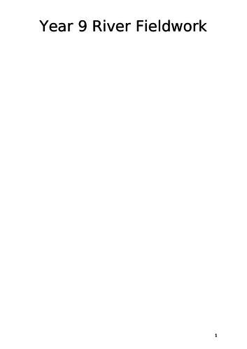 River Fieldwork booklet KS3