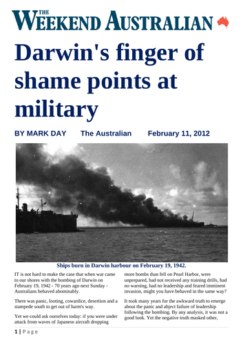 Ezine article - Darwin's finger of shame points at military