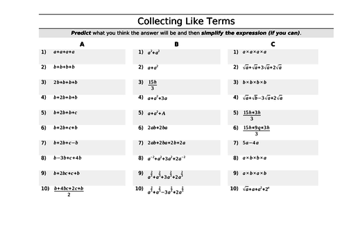 Vary and Twist: Collecting like terms