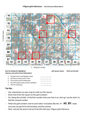 4 figure grid references (With support) | Teaching Resources