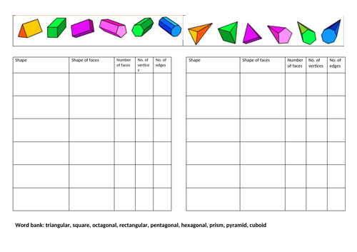 3D shape properties prism and pyramid