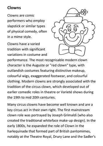 Clowns Handout