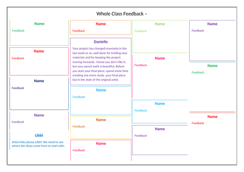 Whole Class Feedback Template