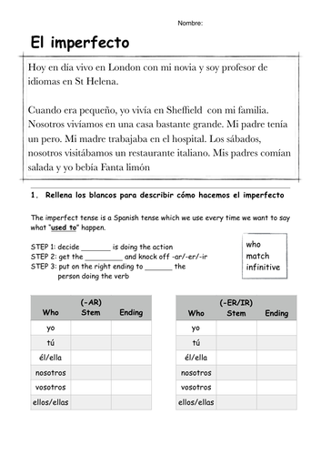 Imperfect tense in Spanish