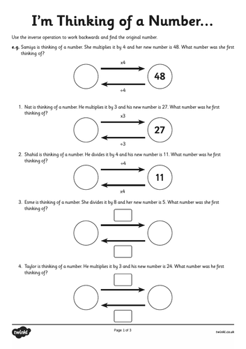Using inverse to solve problems(Yr3) | Teaching Resources