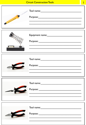 Electronic Tools Worksheets X3 Teaching Resources