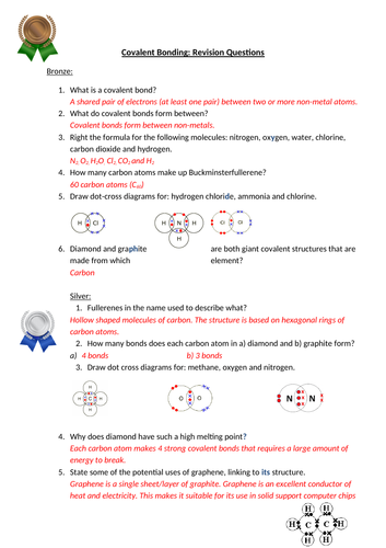 AQA Chemistry - Covalent Bonding Questions and Answers (Bronze, Silver, Gold)