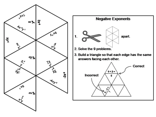 Negative Exponents Game: Math Tarsia Puzzle