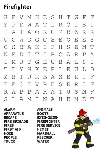 Firefighter Word Search | Teaching Resources