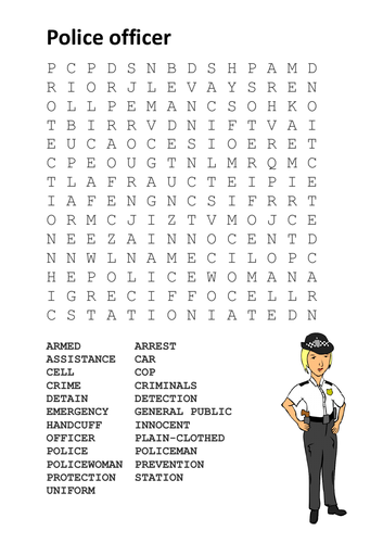 Police officer Word Search