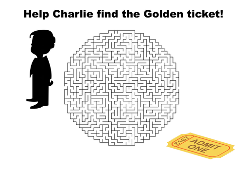 Charlie and the Chocolate Factory Golden ticket maze puzzle