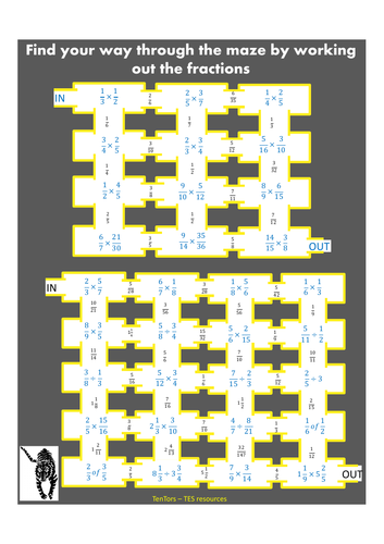 Fractions -  Multiplication & Division Maze Puzzle