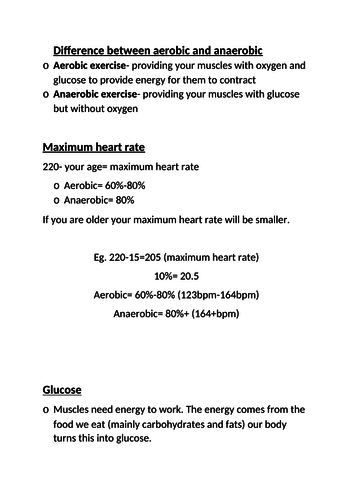 Edexcel GCSE PE types of exercise notes