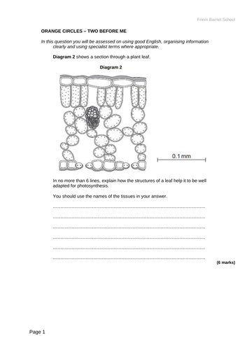 2018 AQA GCSE Biology Unit 1 (B1): Transport in Plants Part 1 L18