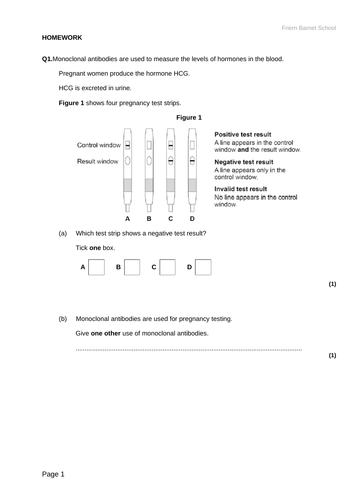 2018 AQA GCSE Biology Unit 1 (B1): Monoclonal Antibodies L26