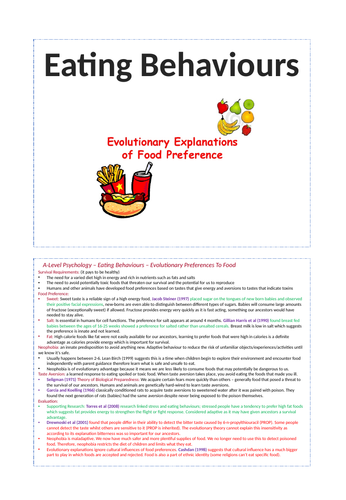 Eating Behaviour - AQA Psychology A Level