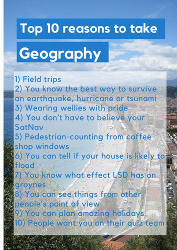 Top 10 reasons to choose Geography: promotional poster